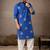 Blue color linen fabric designer embroidered festive special kurta for men