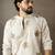 Beige color linen fabric designer embroidered festive special kurta for men