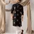 Black color linen fabric designer embroidered festive special kurta for men