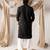Black color linen fabric designer embroidered festive special kurta for men