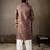Brown color rayon fabric designer embroidered partywear kurta payjama for men