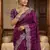 Purple Color  Sequence embroidery work with Cut work border  Chiffon Silk Saree 