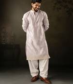 Light purple color rayon fabric designer embroidered partywear kurta payjama for men