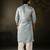 Blue color rayon fabric designer embroidered partywear kurta payjama for men