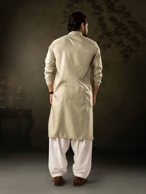 Green color rayon fabric designer embroidered partywear kurta payjama for men 2