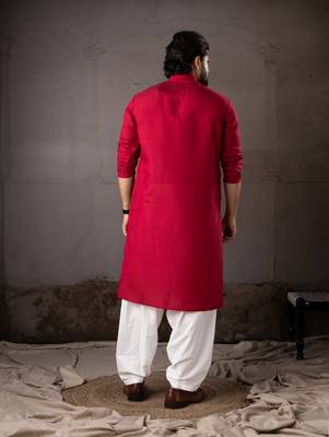 Cherry red color smart and designer wedding special traditional outfit for men 2