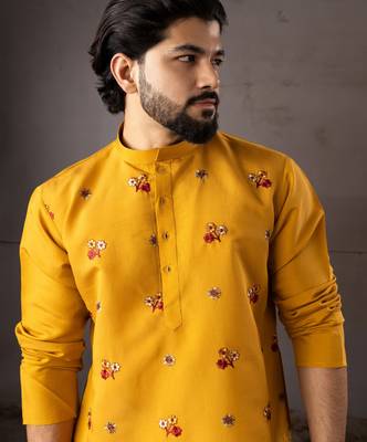 Mustard color smart and designer wedding special traditional outfit for men 3