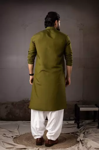 Mehandi color smart and designer wedding special traditional outfit for men