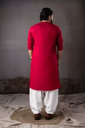Cherry red color smart and designer wedding special traditional outfit for men