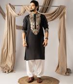 Black color smart and designer wedding special traditional outfit for men