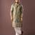 Green color smart embroidered kurta for rich classy men's looks