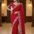 Red Color  Sequence embroidery work with Cut work border  Chiffon Silk Saree 