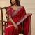 Red Color  Sequence embroidery work with Cut work border  Chiffon Silk Saree 