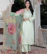 Pista green kurta pant  with duptta