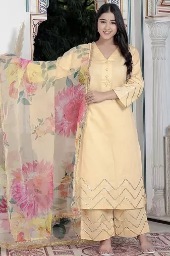 Cream kurta pant  with duptta