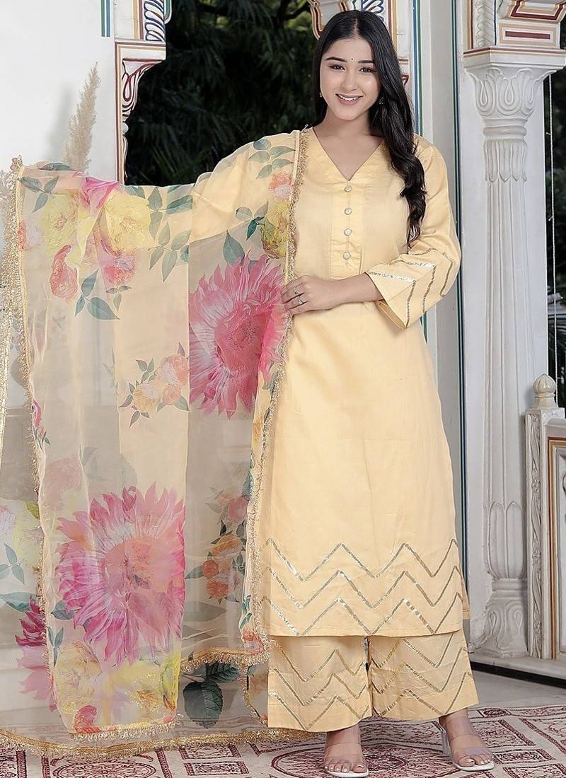 Cream kurta pant  with duptta