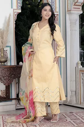 Cream kurta pant  with duptta