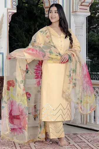 Cream kurta pant  with duptta