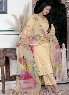 Cream kurta pant  with duptta 4