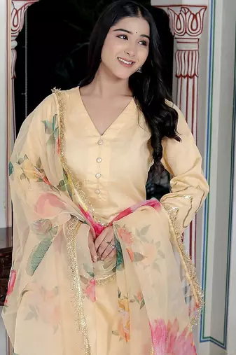 Cream kurta pant  with duptta