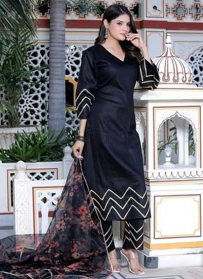 black kurta pant  with duptta 4