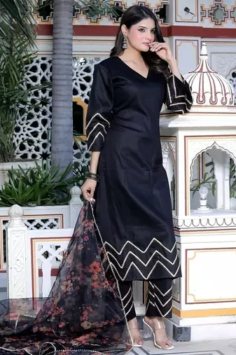 black kurta pant  with duptta