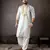 Ice blue color smart embroidered kurta for rich classy men's looks