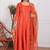 Orange embroidered crepe kurta pant with dupatta