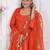 Orange embroidered crepe kurta pant with dupatta