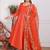 Orange embroidered crepe kurta pant with dupatta