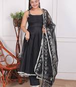 Black embroidered organza kuta pant with duptta