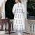 White block print anarkali kurta pant with duptta