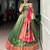 Bottle Green Shimmer Organza Zari Weaving Lehenga Choli with Wine Paithani Dupatta & Batwa