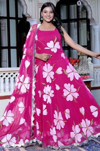 Rani georget pink suit set with duptta