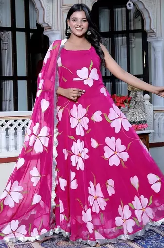 Rani georget pink suit set with duptta