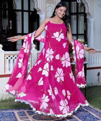 Rani georget pink suit set with duptta 2