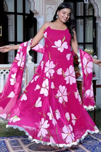 Rani georget pink suit set with duptta