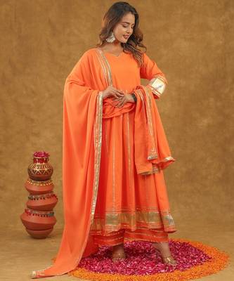 Orange kurta pant with duppta 1