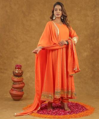 Orange kurta pant with duppta 2