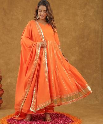 Orange kurta pant with duppta 4