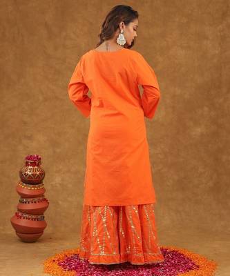 Orange pink gotta pati sharara set with duptta 4