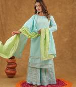 Blue green gotta pati sharara set with duptta