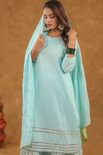 Blue green gotta pati sharara set with duptta