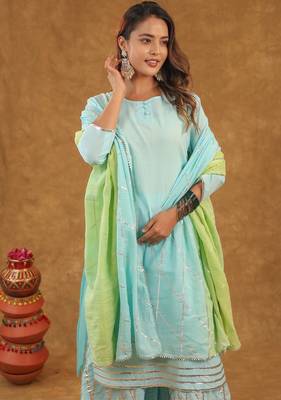 Blue green gotta pati sharara set with duptta 5