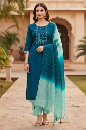 Morpitch color beautiful formal looks ethnic embroidered suit