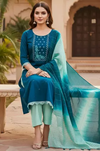 Morpitch color beautiful formal looks ethnic embroidered suit