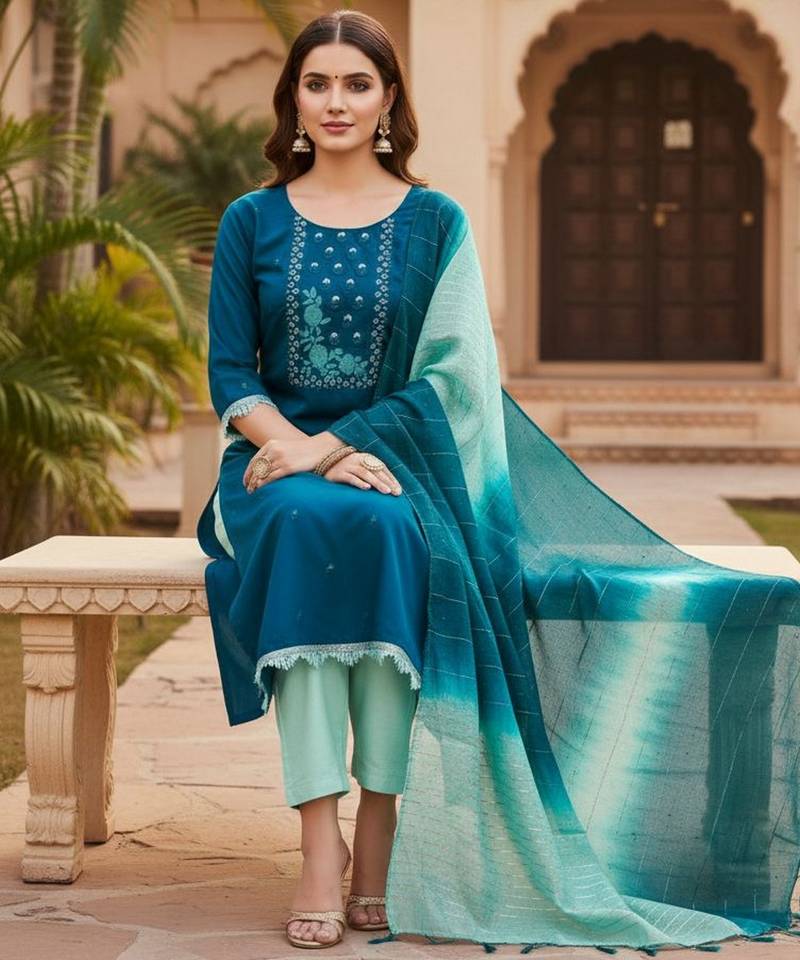 Morpitch color beautiful formal looks ethnic embroidered suit