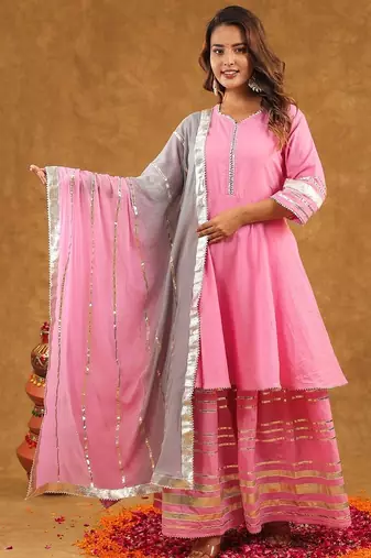 Pink gotta sharara set with duppta