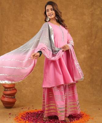 Pink gotta sharara set with duppta 2