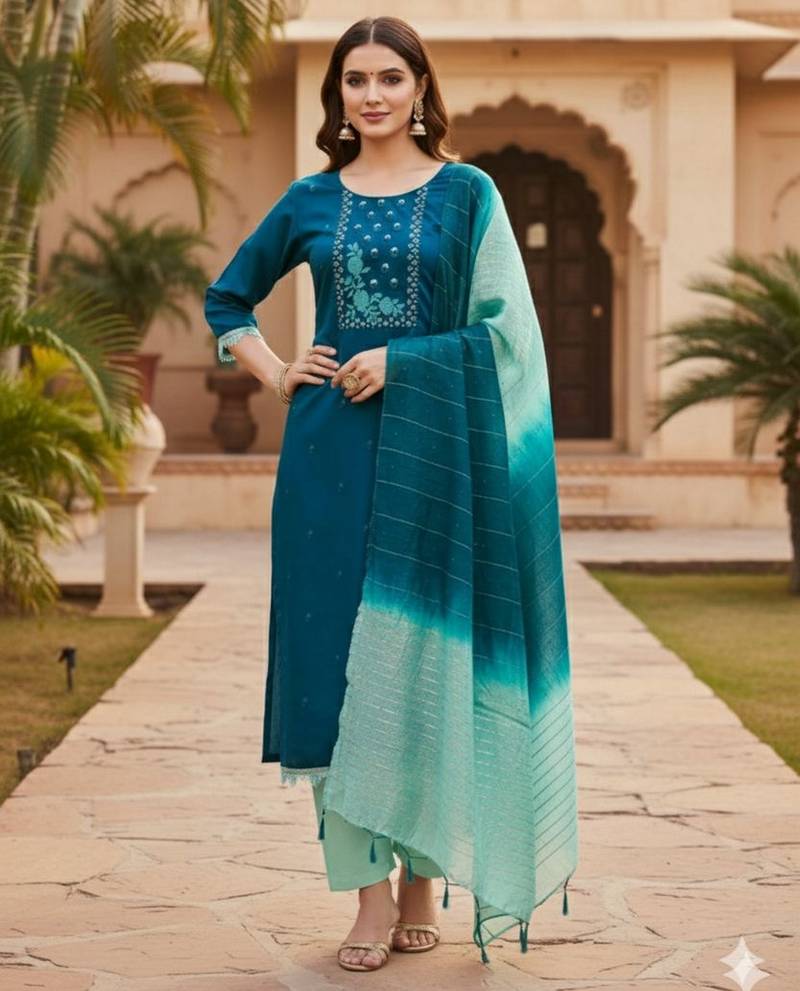 Morpitch color beautiful formal looks ethnic embroidered suit